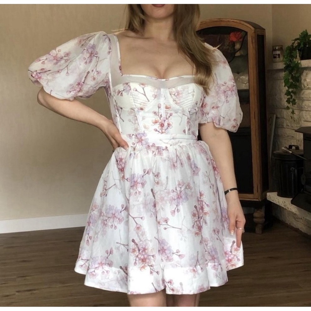 Bardot Gracious Floral Mini Dress in Blossom Size 2 Retail $198